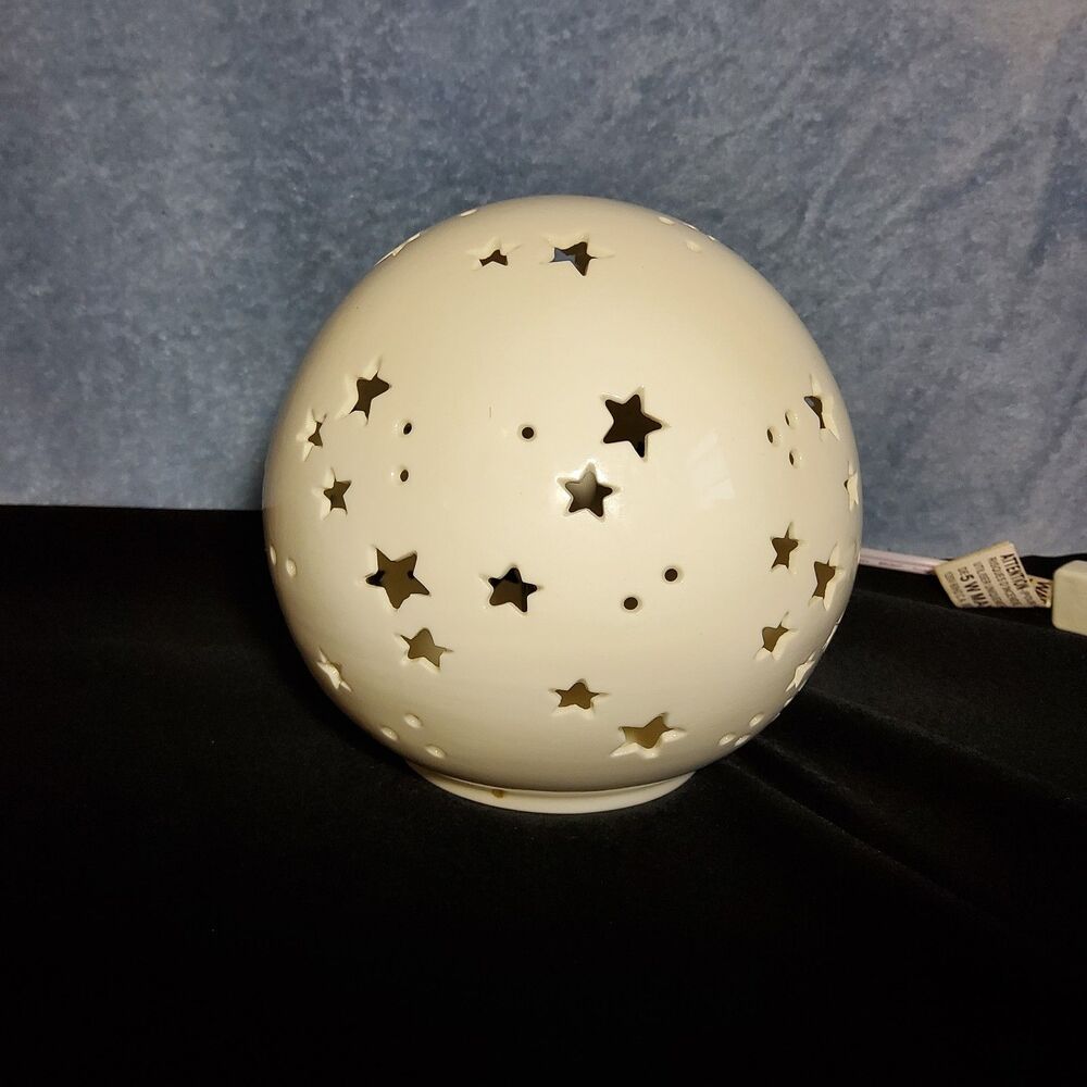 Pillowfort Starry Globe Night Light White Round Ceramic Celestial Star Lamp